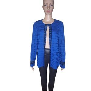 Ming Wang Blue Open-Front Cardigan